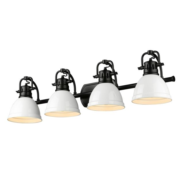 4 Light 34 inch Bath Vanity Light in Matte Black with White Shades - 251778