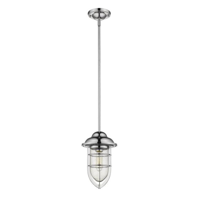 1 Light 8 inch Outdoor Convertible Mini Pendant in Chrome with Clear Seedy Glass Urn Shaped Globe - 251819