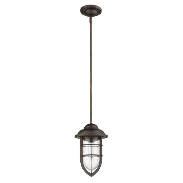 1 Light 8 inch Outdoor Convertible Mini Pendant in Oil Rubbed Bronze with Clear Seedy Glass Urn Shaped Globe - 251820