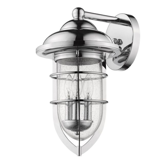 3 Light 18 inch Tall Outdoor Wall Light in Chrome with Clear Seedy Glass Urn Shaped Globe - 251821