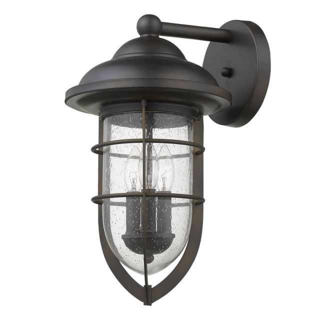 3 Light 18 inch Tall Outdoor Wall Light in Oil Rubbed Bronze with Clear Seedy Glass Urn Shaped Globe - 251822