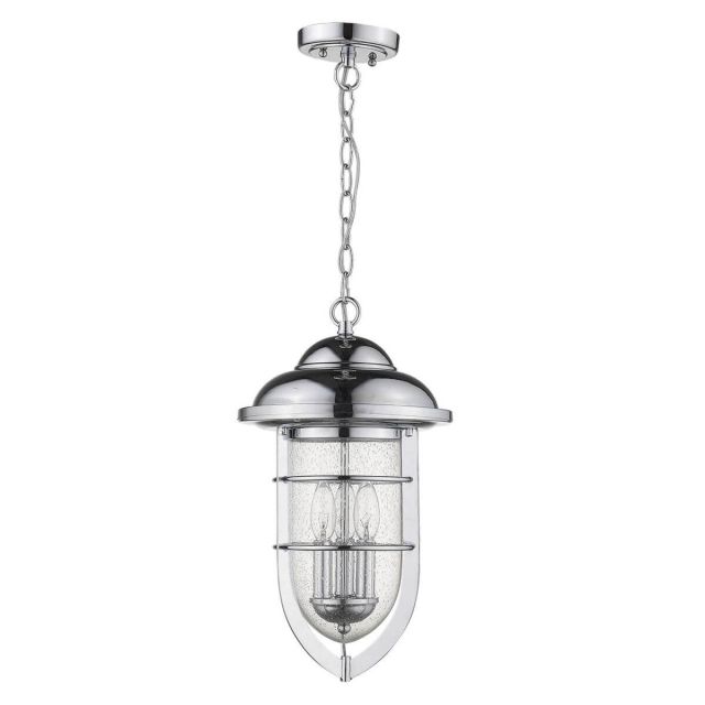 3 Light 10 inch Outdoor Hanging Lantern in Chrome with Clear Seedy Glass Urn Shaped Globe - 251823