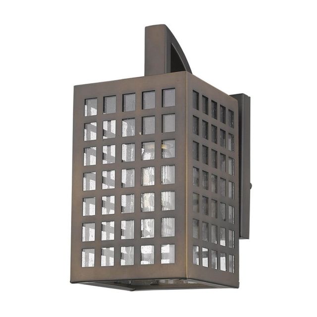 1 Light 11 inch Tall Outdoor Wall Light in Oil Rubbed Bronze with Clear Seedy Glass Panes - 251847