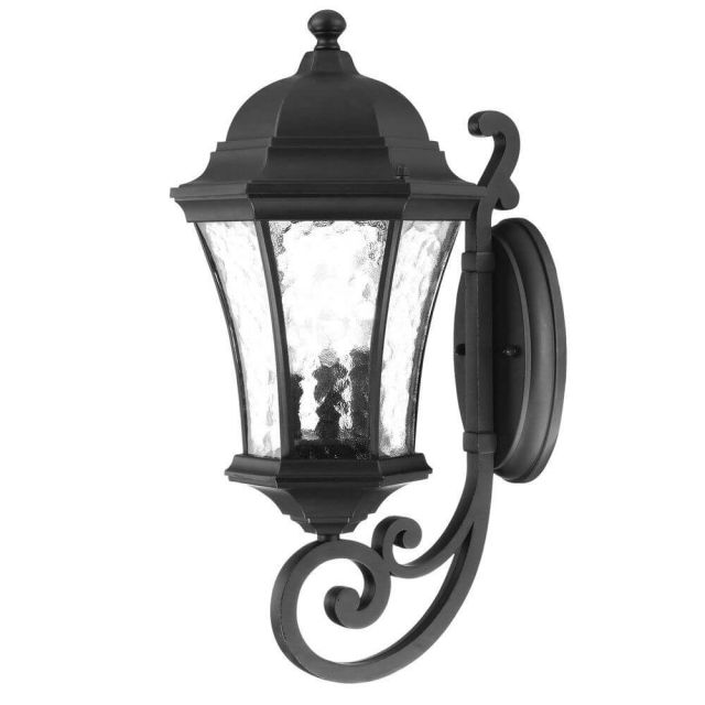 3 Light 20 inch Tall Outdoor Wall Light in Matte Black with Clear Water Glass Panes - 251867