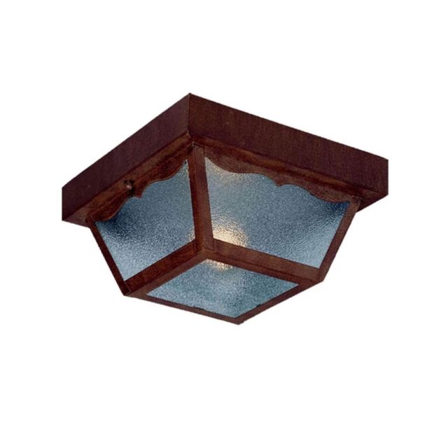 1 Light 8 inch Outdoor Ceiling Light in Burled Walnut with Clear Textured Glass Panes - 251877