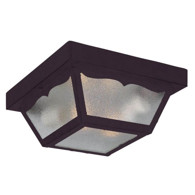 2 Light 9 inch Outdoor Ceiling Light in Matte Black with Clear Textured Glass Panes - 251879