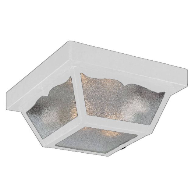2 Light 9 inch Outdoor Ceiling Light in Gloss White with Clear Textured Glass Panes - 251881