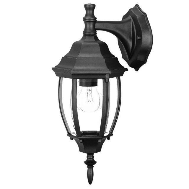 1 Light 16 inch Tall Outdoor Wall Light in Matte Black with Clear Glass Panes - 251885