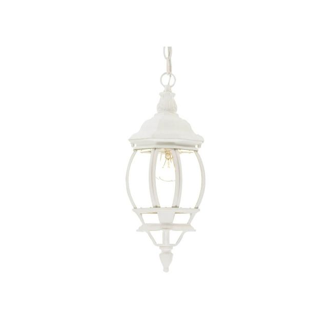 1 Light 6 inch Outdoor Hanging Lantern in Textured White with Clear Glass Panes - 251898