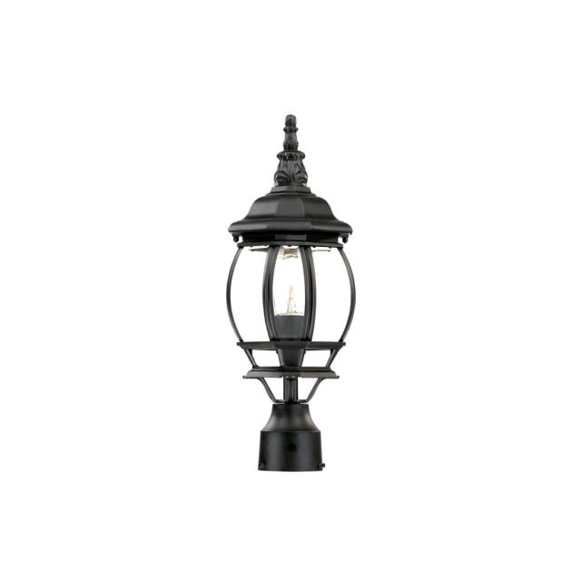 1 Light 18 inch Tall Outdoor Post Mount Light in Matte Black with Clear Glass Panes - 251899