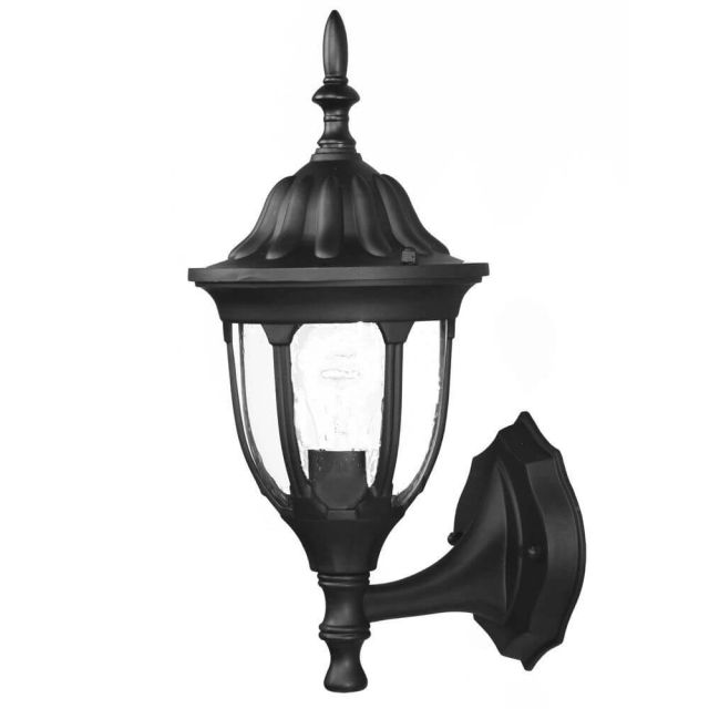 1 Light 15 inch Tall Outdoor Wall Light in Matte Black with Clear Bowl Shaped Glass Globe - 251901