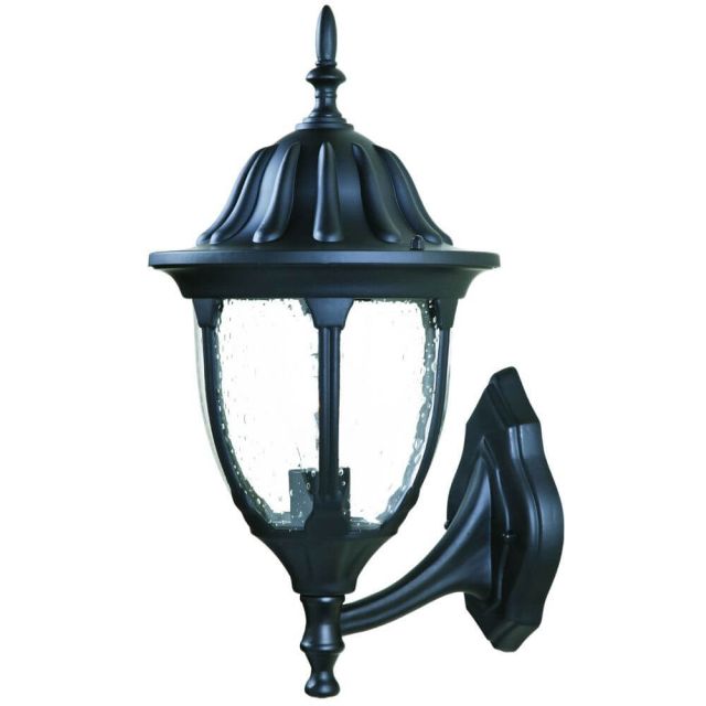 1 Light 18 inch Tall Outdoor Wall Light in Matte Black with Clear Bowl Shaped Glass Globe - 251904
