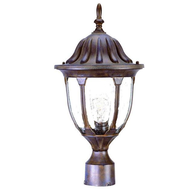1 Light 19 inch Tall Outdoor Post Mount Light in Burled Walnut with Clear Bowl Shaped Glass Globe - 251905
