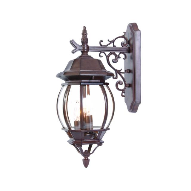 3 Light 22 inch Tall Outdoor Wall Light in Burled Walnut with Clear Glass Panes - 251907