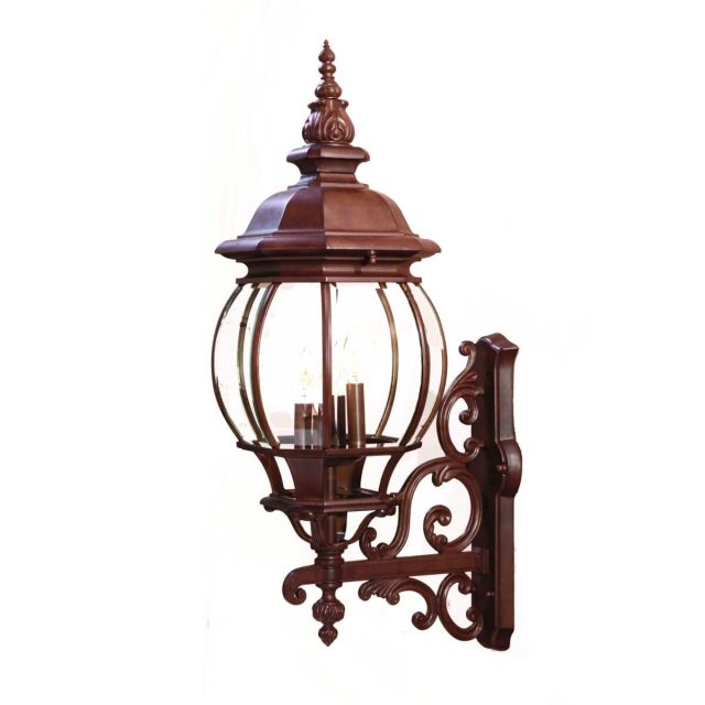 4 Light 31 inch Tall Outdoor Wall Light in Burled Walnut with Clear Glass Panes - 251908