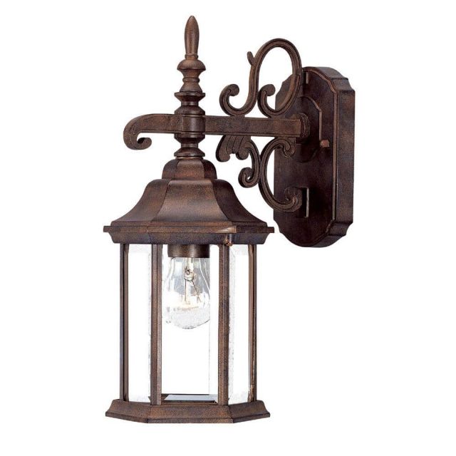 1 Light 15 inch Tall Outdoor Wall Light in Burled Walnut with Clear Beveled Glass Panes - 251920