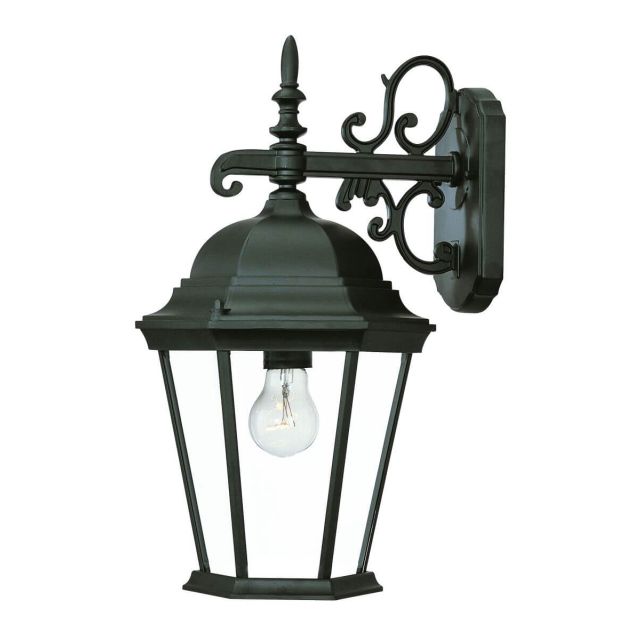 1 Light 18 inch Tall Outdoor Wall Light in Matte Black with Clear Beveled Glass Panes - 251922