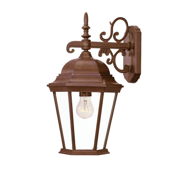 1 Light 18 inch Tall Outdoor Wall Light in Burled Walnut with Clear Beveled Glass Panes - 251923