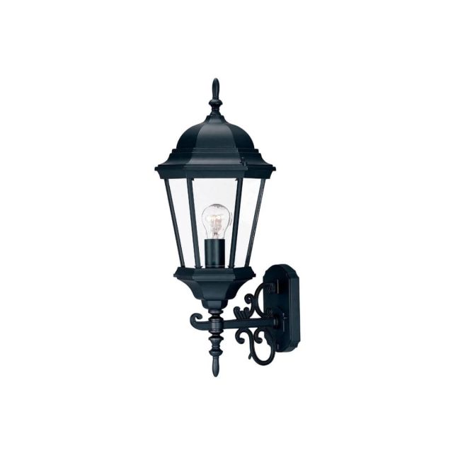 1 Light 23 inch Tall Outdoor Wall Light in Matte Black with Clear Beveled Glass Panes - 251924