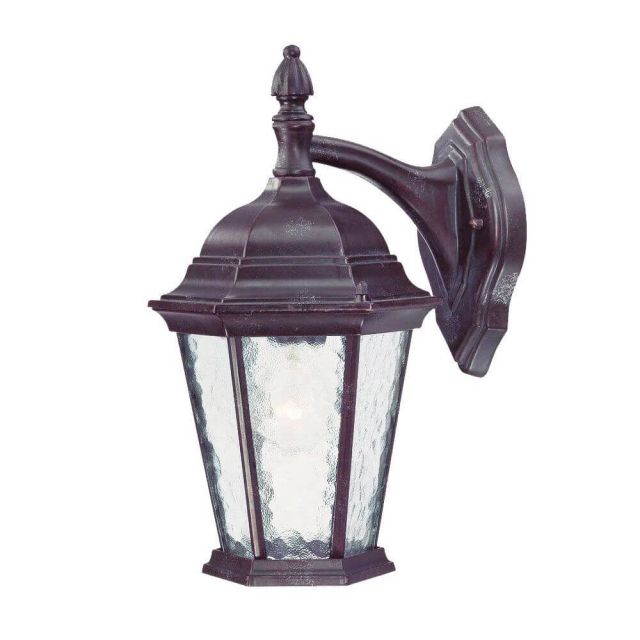 1 Light 14 inch Tall Outdoor Wall Light in Marbleized Mahogany with Clear Glass Panes - 251955