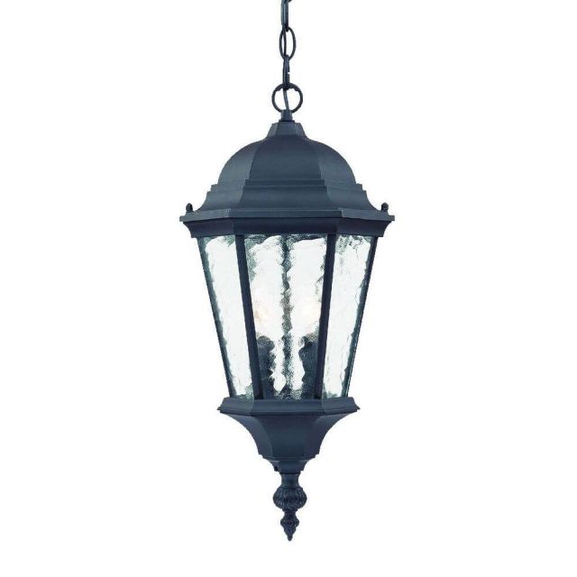2 Light 10 inch Outdoor Hanging Lantern in Matte Black with Clear Glass Panes - 251957