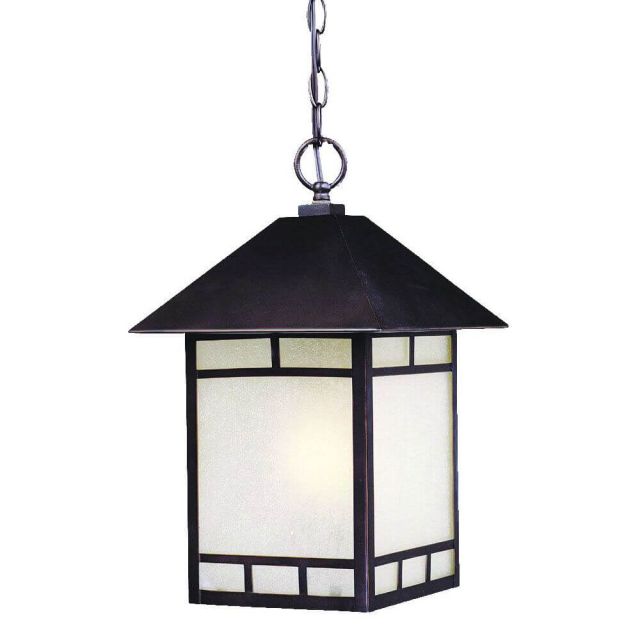 1 Light 10 inch Outdoor Hanging Lantern in Architectural Bronze with Frosted Glass Panes - 251990