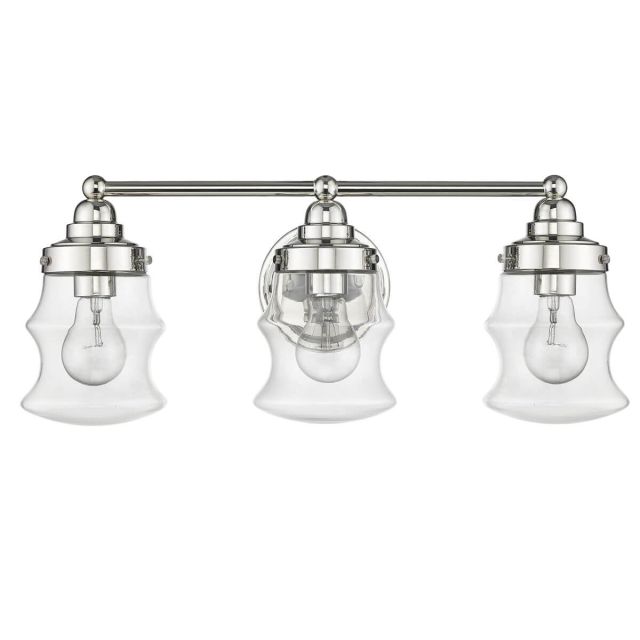 3 Light 22 inch Bath Vanity Light in Polished Nickel with Clear Glass - 252216