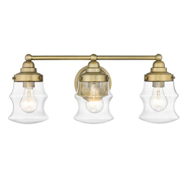 3 Light 22 inch Bath Vanity Light in Antique Brass with Clear Glass - 252217