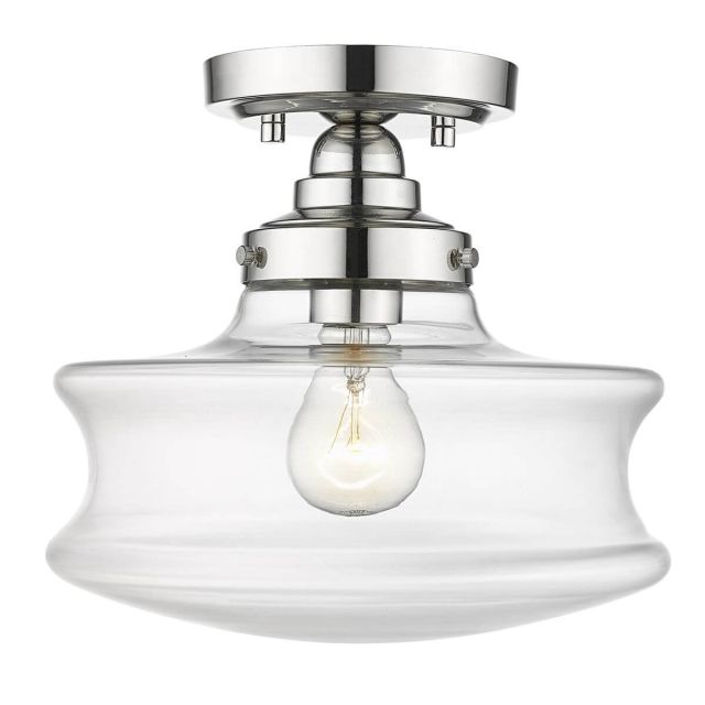 1 Light 10 inch Semi-Flush Mount Convertible to Pendant in Polished Nickel with Clear Glass - 252220
