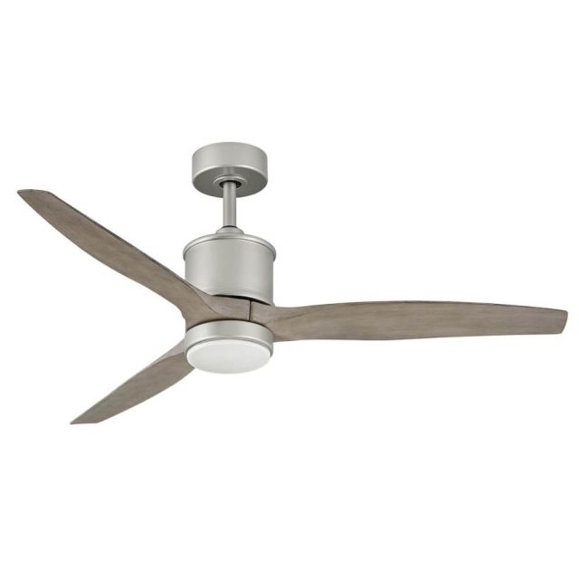 Merida 52 Inch Ceiling Fan with LED Lights - Brushed Nickel and Weathered Wood Blade