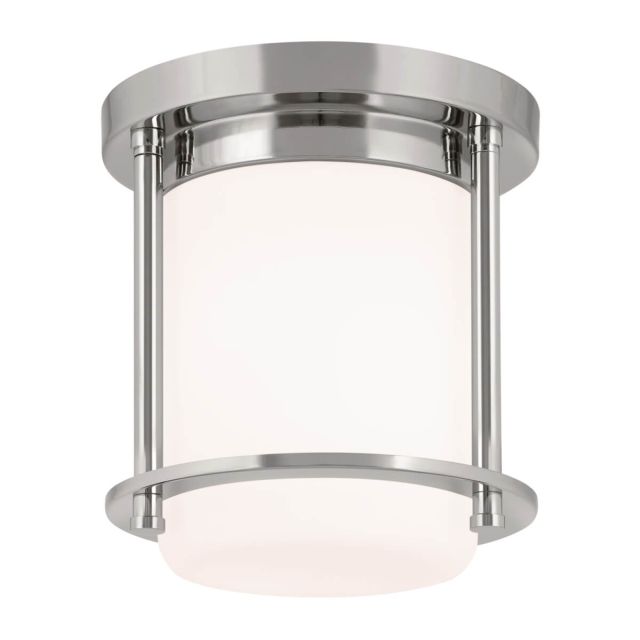 1 Light 7 inch Flush Mount in Polished Nickel with Satin Etched Cased Opal Glass - 252366