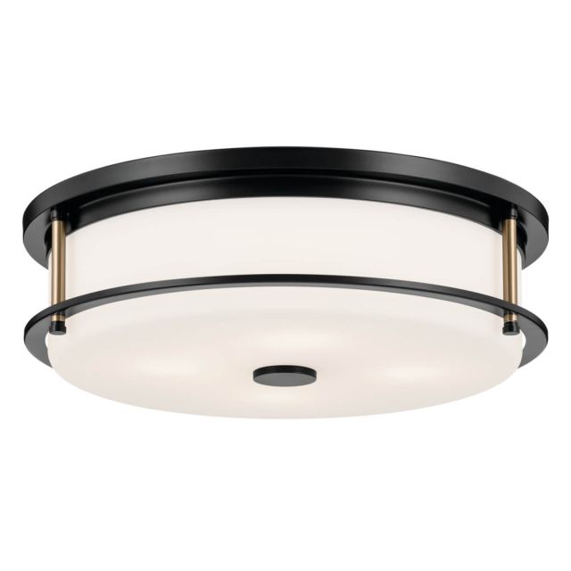 4 Light 18 inch Flush Mount in Black-Champagne Bronze with Satin Etched Cased Opal Glass - 252368