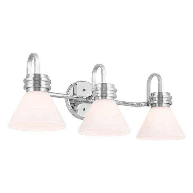 3 Light 26 inch Bath Vanity Light in Chrome with Opal Glass - 252392