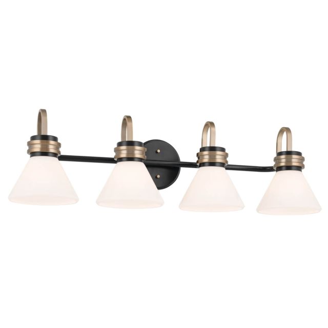 4 Light 34 inch Bath Vanity Light in Black-Champagne Bronze with Opal Glass - 252394