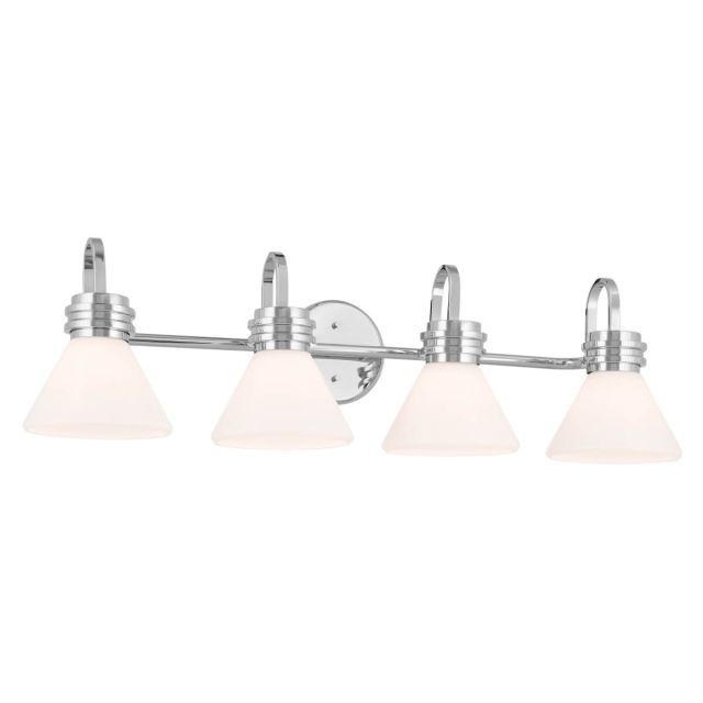 4 Light 34 inch Bath Vanity Light in Chrome with Opal Glass - 252395
