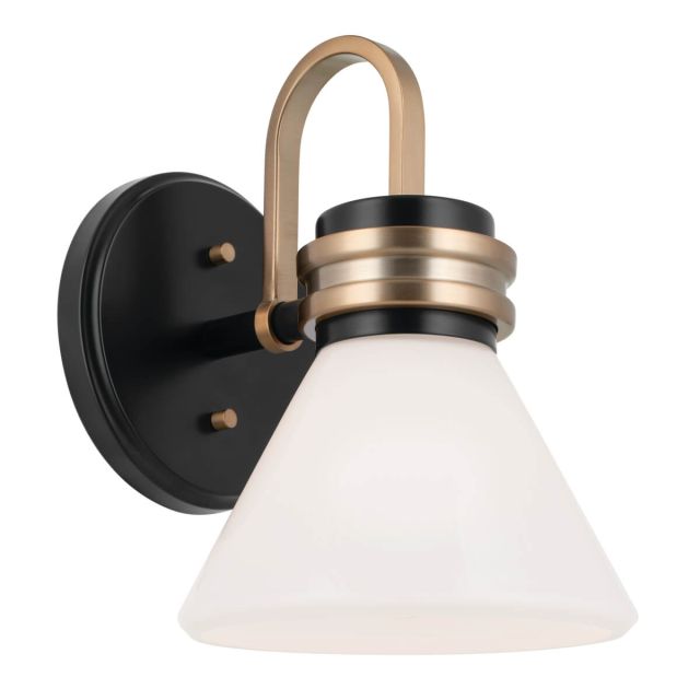 1 Light 10 inch Tall Wall Sconce in Black-Champagne Bronze with Opal Glass - 252397