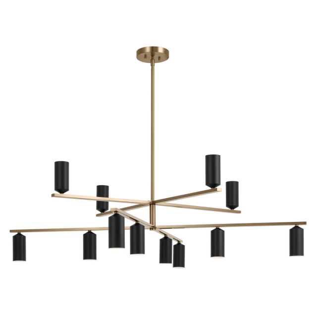 12 Light 56 inch 2 Tier LED Chandelier in Champagne Bronze-Black with Metal Cylinder Shades - 252439