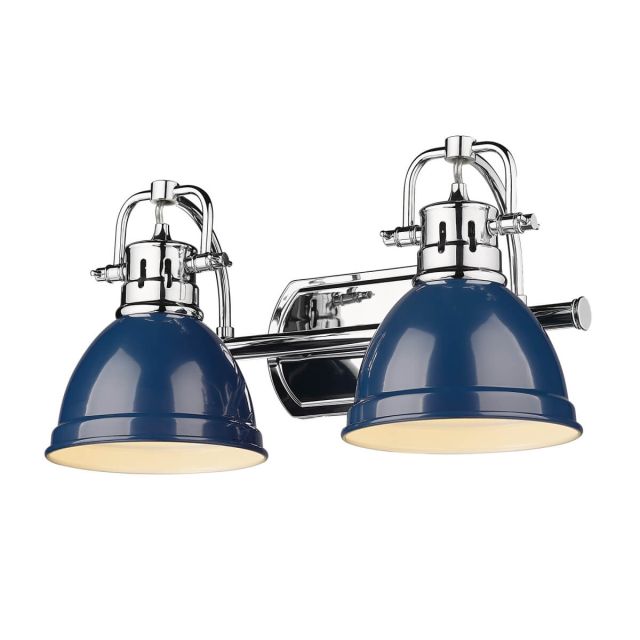 2 Light 17 inch Bath Vanity Light in Chrome with Navy Blue Shade - 252677