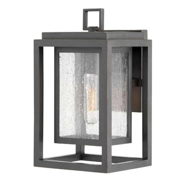 Hinkley Lighting Republic 1 Light 12 Inch Tall Small Outdoor Wall Light In Oil Rubbed Bronze With Clear Seedy Glass 1000OZ