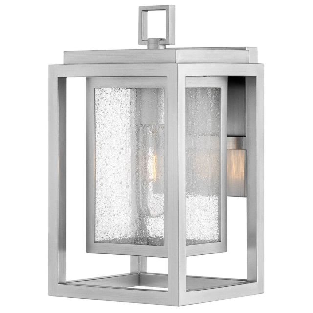 Hinkley Lighting Republic 1 Light 12 inch Tall Small LED Outdoor Wall Mount Lantern in Satin Nickel with Clear Seedy Glass 1000SI-LL