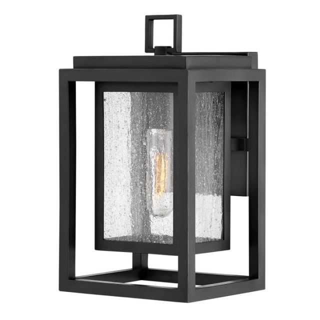 Hinkley Lighting Republic 1 Light 12 inch Tall Small LED Outdoor Wall Mount Lantern in Black with Clear Seedy Glass 1000BK-LL