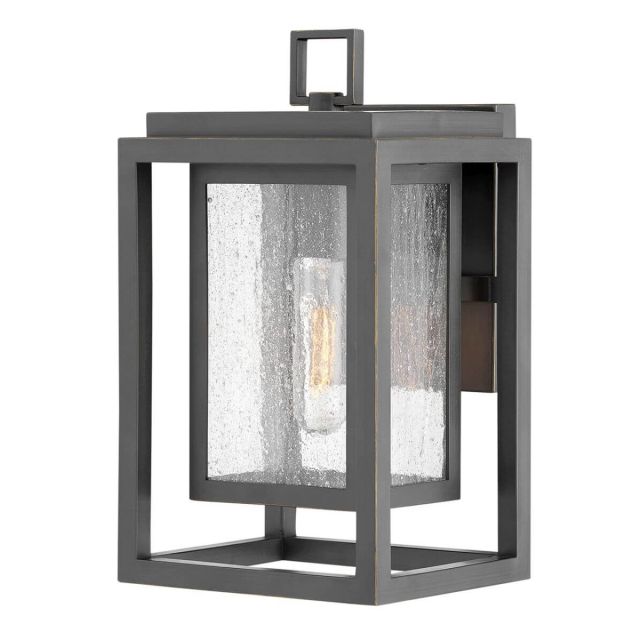 Hinkley Lighting Republic 1 Light 12 inch Tall Small LED Outdoor Wall Mount Lantern in Oil Rubbed Bronze with Clear Seedy Glass 1000OZ-LL