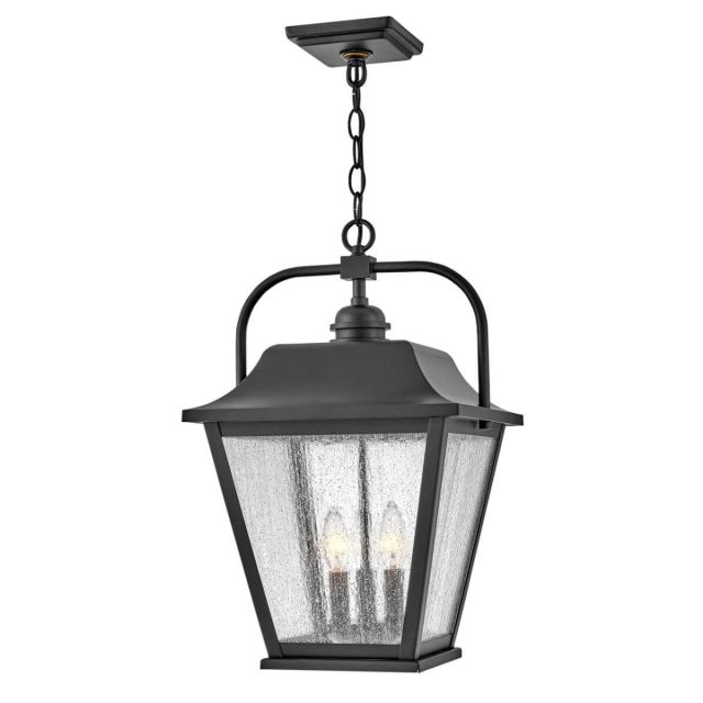 Hinkley Lighting Kingston 3 Light 12 inch Outdoor Hanging Lantern in Black with Clear Seedy Glass 10012BK