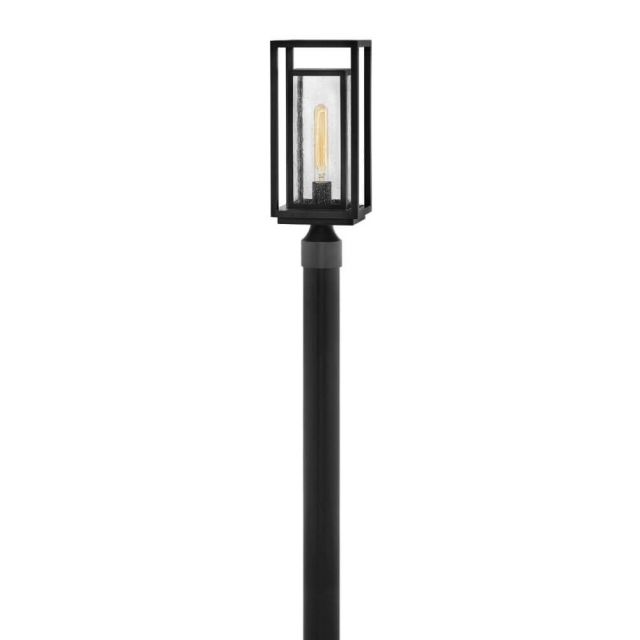Hinkley Lighting Republic 1 Light 17 Inch Tall Outdoor Post Light in Black with Clear Seedy Glass 1001BK