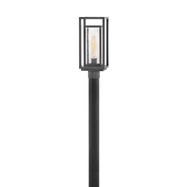 Hinkley Lighting 1001OZ Republic 1 Light 17 Inch Tall Outdoor Post Light in Oil Rubbed Bronze with Clear Seedy Glass