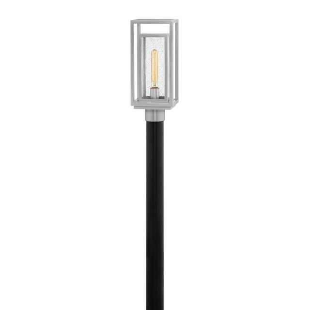 Hinkley Lighting 1001SI-LV Republic 1 Light 17 Inch Tall LED Outdoor Post Light in Satin Nickel with Clear Seedy Glass
