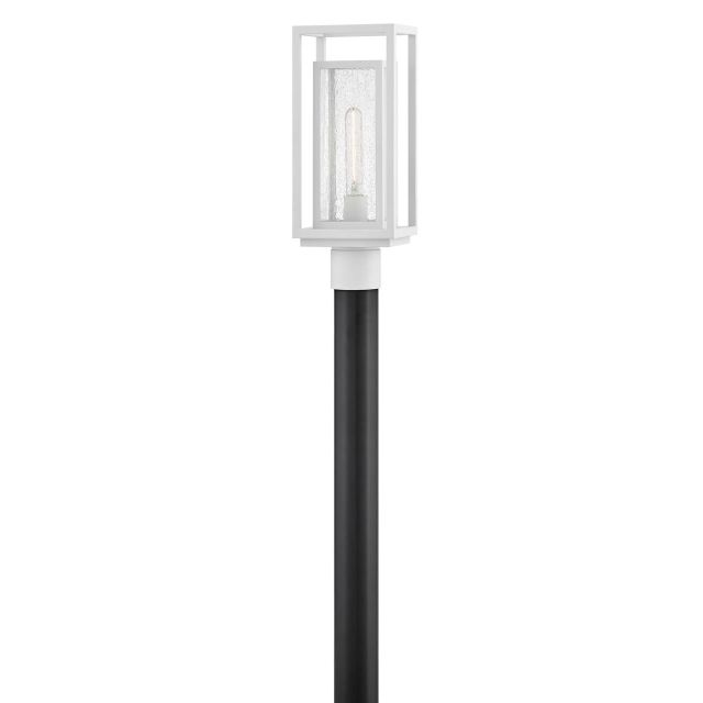 Hinkley Lighting 1001TW Republic 1 Light 17 inch Tall LED Outdoor Post Mount Lantern in Textured White with Clear Seedy Glass