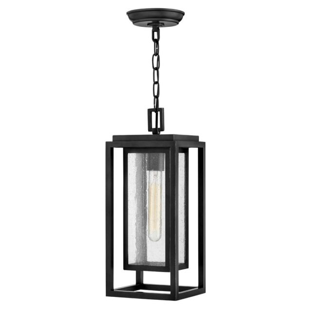 Hinkley Lighting Republic 1 Light 7 inch LED Outdoor Hanging Lantern in Black with Clear Seedy Glass 1002BK-LV