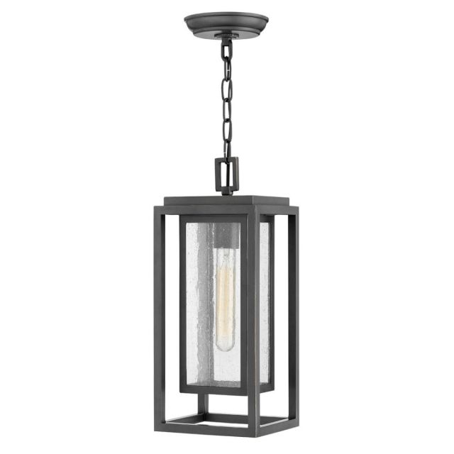 Hinkley Lighting 1002OZ-LL Republic 1 Light 7 inch Medium LED Outdoor Hanging Lantern in Oil Rubbed Bronze with Clear Seedy Glass