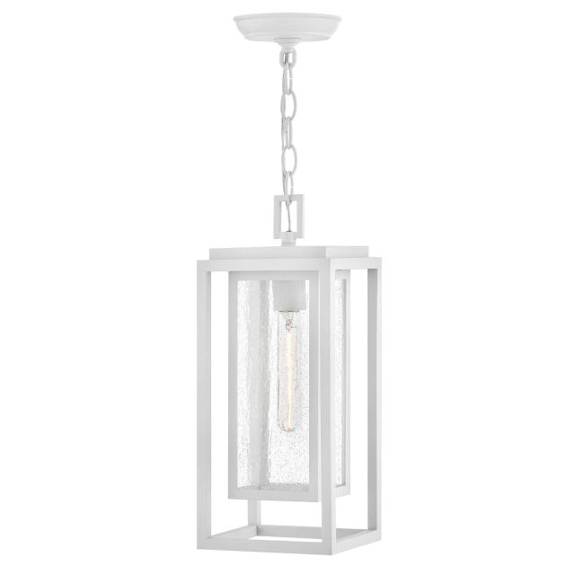 Hinkley Lighting Republic 1 Light 7 inch LED Outdoor Hanging Lantern in Textured White with Clear Seedy Glass 1002TW
